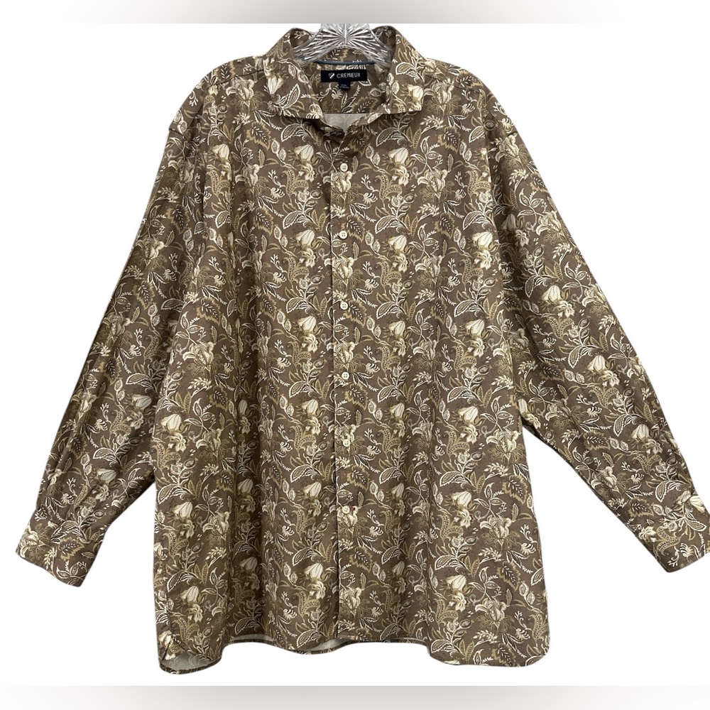 CREMIEUX Men’s Tan Floral Paisley Button Down Shirt | XXL